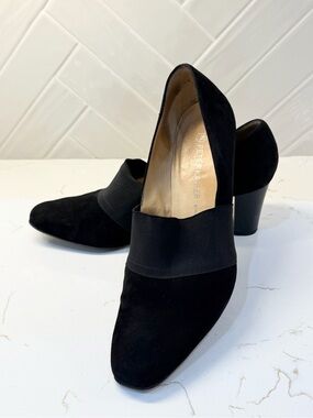 Peter Kaiser Black Suede Elastic Band Block Heel Loafer